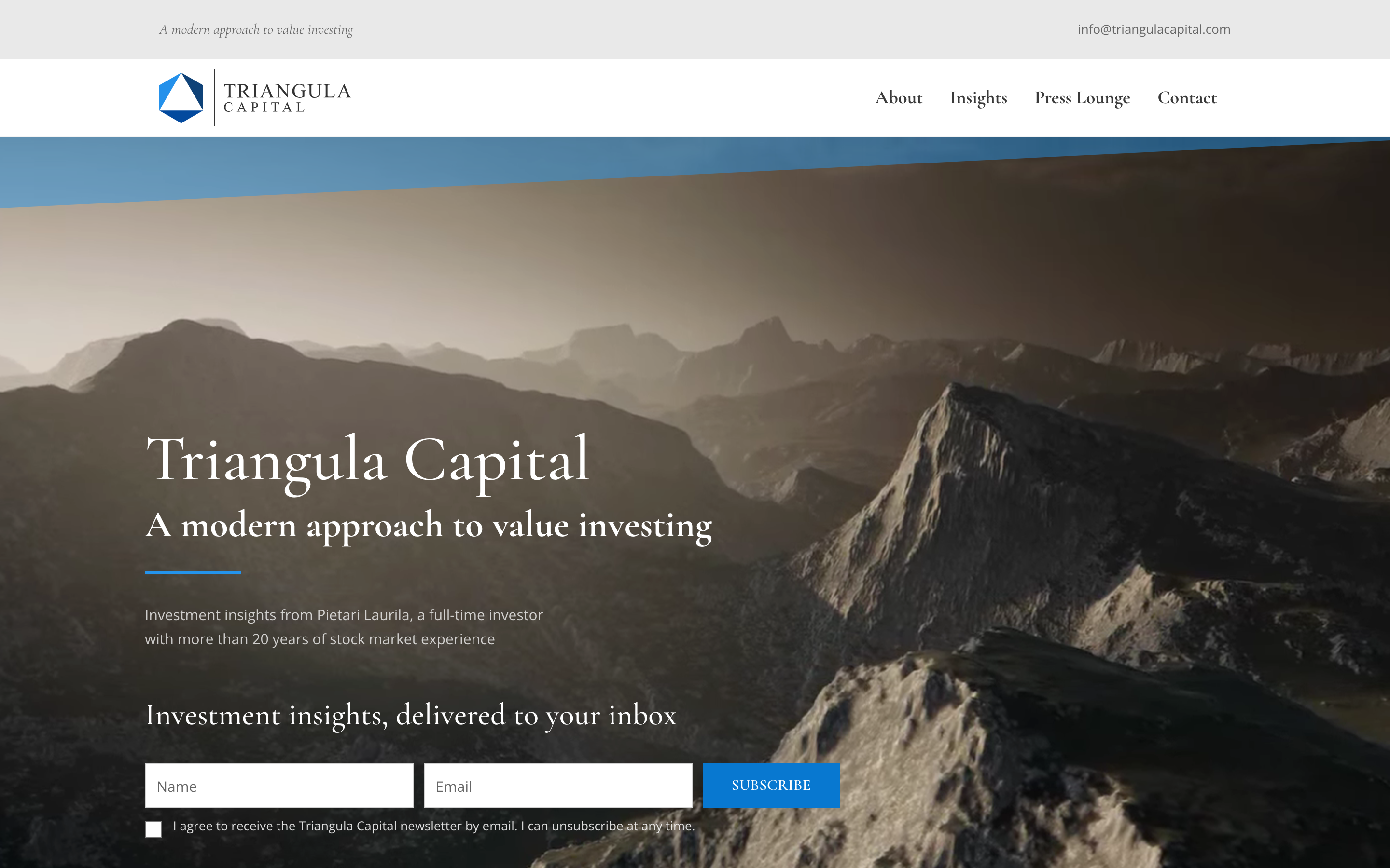 Triangula Capital home page, investment insights from Pietari Laurila.